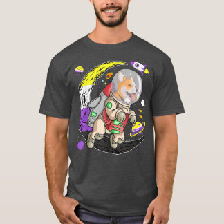 Cute Corgi Dog In Space NonBinary Agender Genderqu T-shirt