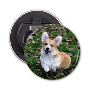 Cute Corgi Dog Leaping Button Flesopener