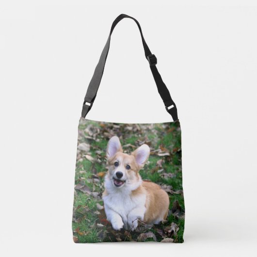 Cute Corgi Dog Leaping Crossbody Tas (Achterkant)
