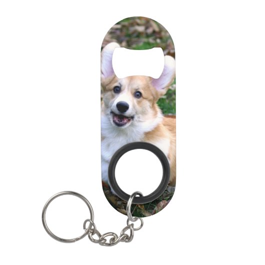 Cute Corgi Dog Leaping Mini Flessenopener (Voorkant)