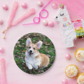 Cute Corgi Dog Leaping Papieren Bordje (Feest)
