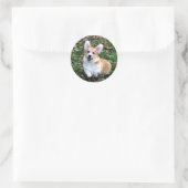 Cute Corgi Dog Leaping Ronde Sticker (Tas)