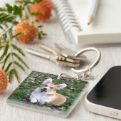 Cute Corgi Dog Leaping Sleutelhanger (Voorkant Rechts)