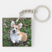Cute Corgi Dog Leaping Sleutelhanger (Achterkant)