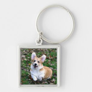 Cute Corgi Dog Leaping Sleutelhanger