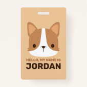 Cute Corgi Dog met persoonlijke naam Badge (Voorkant)