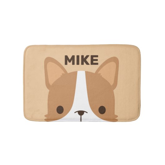 Cute Corgi Dog met persoonlijke naam Badmat (Voorkant)