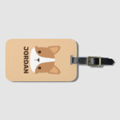 Cute Corgi Dog met persoonlijke naam Bagagelabel (Voorkant (horizontaal))