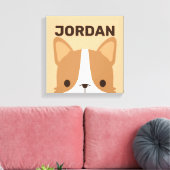 Cute Corgi Dog met Persoonlijke naam Canvas Afdruk (Insitu (Woonkamer))