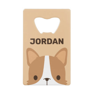 Cute Corgi Dog met persoonlijke naam Creditkaart Flessenopener