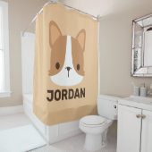 Cute Corgi Dog met persoonlijke naam Douchegordijn (In situ)