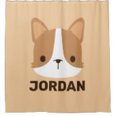 Cute Corgi Dog met persoonlijke naam Douchegordijn (Voorkant)