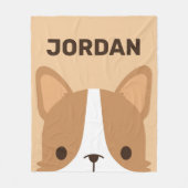 Cute Corgi Dog met persoonlijke naam Fleece Deken (Voorkant)