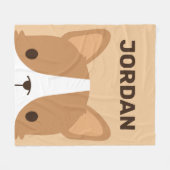 Cute Corgi Dog met persoonlijke naam Fleece Deken (Voorkant (Horizontaal))