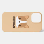 Cute Corgi Dog met persoonlijke naam iPhone Hoesje (Achterkant horizontaal)