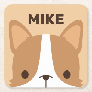 Cute Corgi Dog met persoonlijke naam Kartonnen Onderzetters