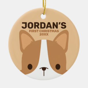 Cute Corgi Dog met persoonlijke naam Keramisch Ornament