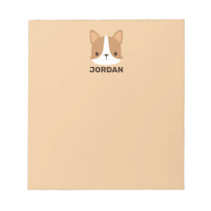 Cute Corgi Dog met persoonlijke naam Notitieblok
