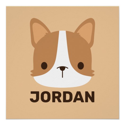 Cute Corgi Dog met persoonlijke naam Perfect Poster (Voorkant)