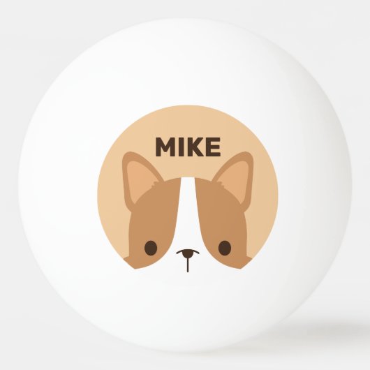 Cute Corgi Dog met persoonlijke naam Pingpongbal (Voorkant)