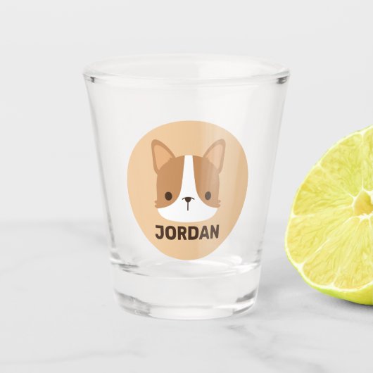 Cute Corgi Dog met persoonlijke naam Shot Glas (Voorkant)