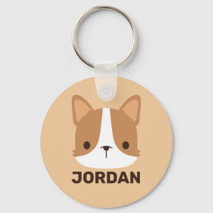 Cute Corgi Dog met persoonlijke naam Sleutelhanger