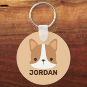 Cute Corgi Dog met persoonlijke naam Sleutelhanger (Voorkant)