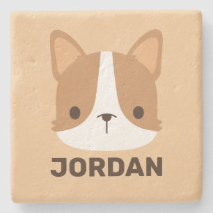 Cute Corgi Dog met persoonlijke naam Stenen Onderzetter