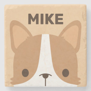 Cute Corgi Dog met persoonlijke naam Stenen Onderzetter
