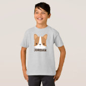Cute Corgi Dog met persoonlijke naam T-shirt (Voorkant volledig)