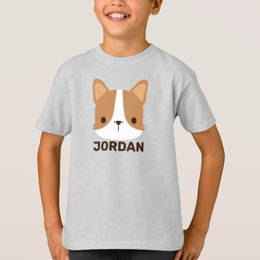 Cute Corgi Dog met persoonlijke naam T-shirt (Voorkant)