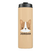 Cute Corgi Dog met persoonlijke naam Thermosbeker (Voorkant)