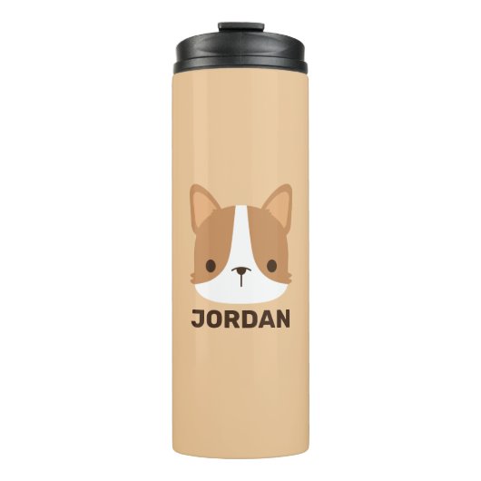 Cute Corgi Dog met persoonlijke naam Thermosbeker (Voorkant)