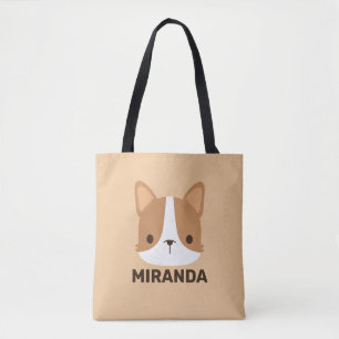 Cute Corgi Dog met persoonlijke naam Tote Bag