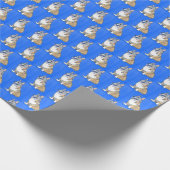 Cute Corgi Dog patroon op blauwe achtergrond Cadeaupapier (Hoek)