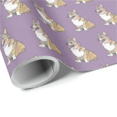 Cute Corgi Dog patroon op Violet Background Cadeaupapier (Rol Hoek)