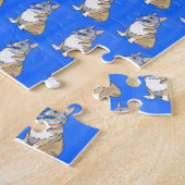 Cute Corgi Dog Pattern Blue Background Legpuzzel (Zijkant)