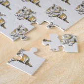 Cute Corgi Dog Pattern Gray Background Legpuzzel (Zijkant)