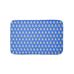 Cute Corgi Dog Pattern on Blue Background Badmat