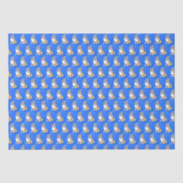 Cute Corgi Dog Pattern on Blue Background Tissuepapier