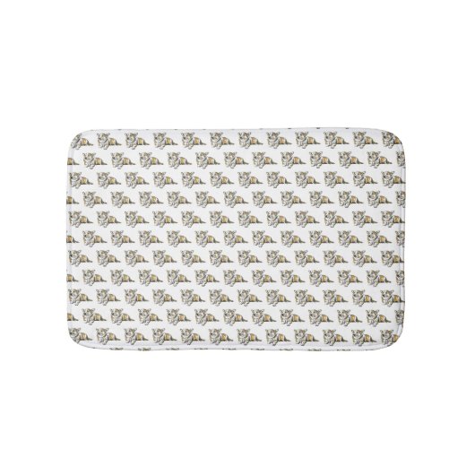 Cute Corgi Dog Pattern on Grey Background Badmat (Voorkant)