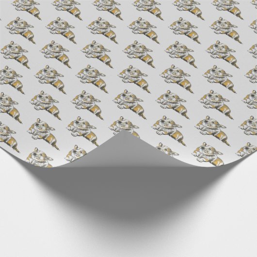 Cute Corgi Dog Pattern on Grey Background Cadeaupapier (Hoek)