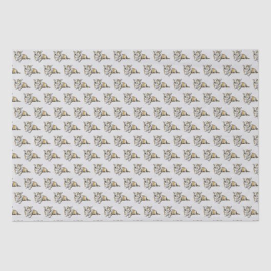 Cute Corgi Dog Pattern on Grey Background Tissuepapier (Voorkant)