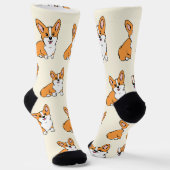 Cute Corgi Dog Pattern Sokken (Gebogen)
