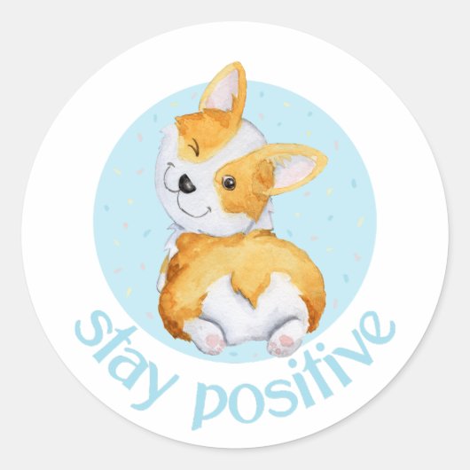 Cute Corgi Dog Puppy Ronde Sticker (Voorkant)