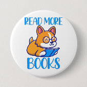 Cute Corgi Dog Reading Button (Voorkant)