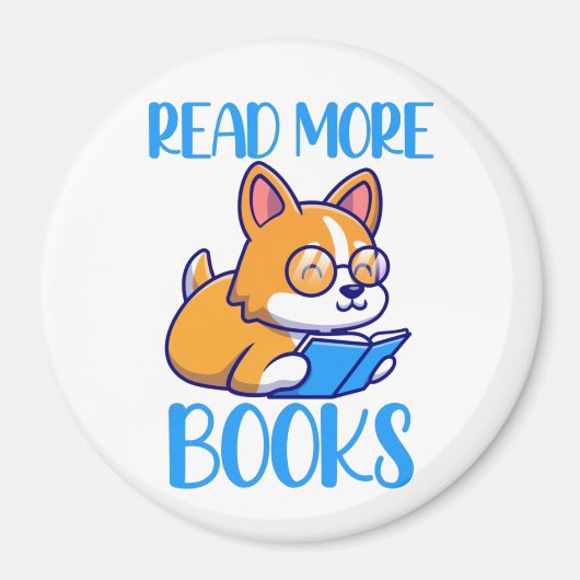 Cute Corgi Dog Reading Magnet (Voorkant)