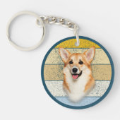 Cute Corgi Dog Retro Background Sleutelhanger (Voorkant)