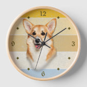 Cute Corgi Dog Retro Sunset Clock (Voorkant)
