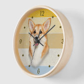Cute Corgi Dog Retro Sunset Clock (Hoek)